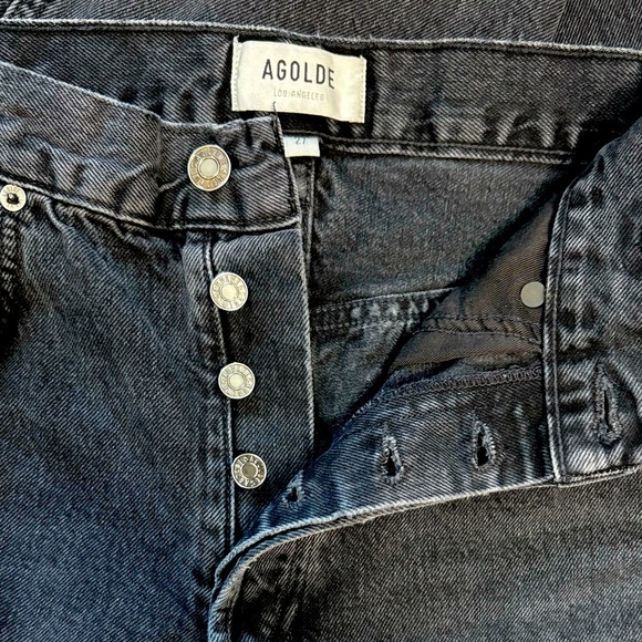 Agolde Tapered Baggy Jean in Washed Black High Rise Button Fly 80s Inspo Size 27 - Picture 11 of 13